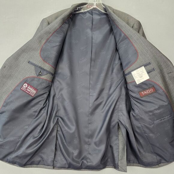 Tazio Italy Gray Wool Touch Suit Coat NEW Silk Lined Formal Jacket Mens Size 42R - Picture 10 of 10